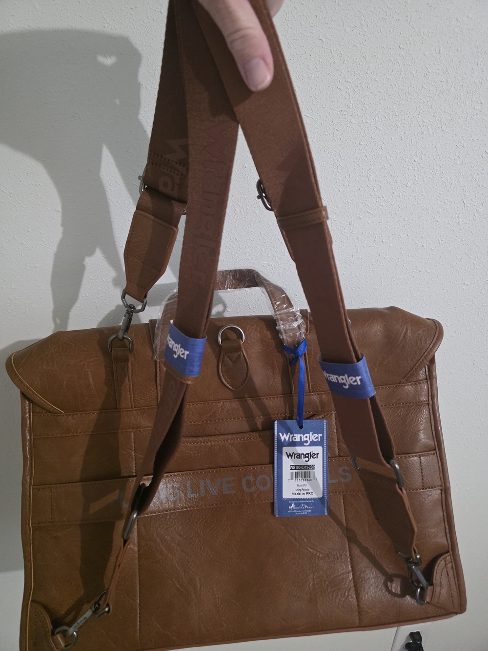 Wrangler Brown Leather-Look Backpack Satchel - Picture 2 of 3